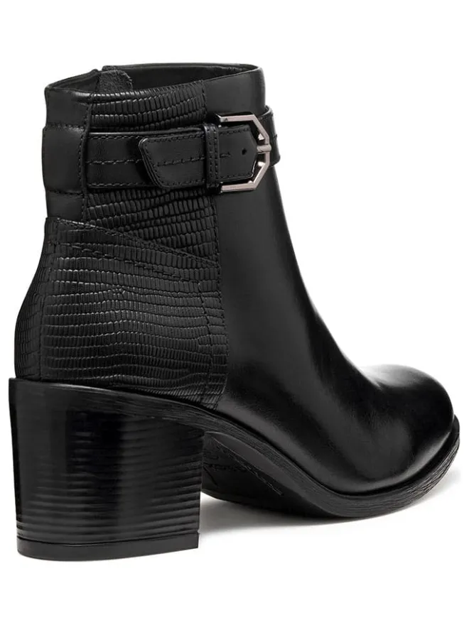 Geox Stiefeletten^Leder-Stiefeletten "New Asheel" in Schwarz