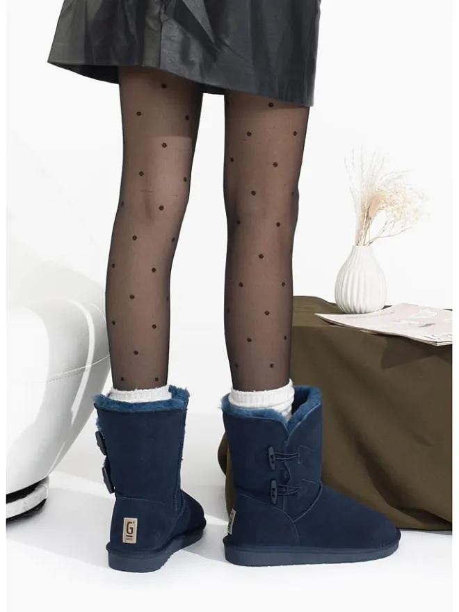 Leder-Winterstiefel "Hubbard" in Dunkelblau>Gooce Best
