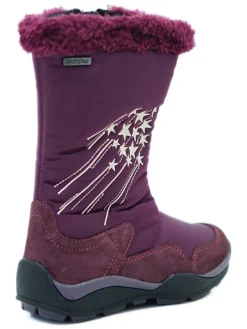 Leder-Winterstiefel in Aubergine><noscript><img width=