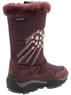 Leder-Winterstiefel in Aubergine><noscript><img width=