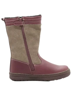 Leder-Winterstiefel in Beige/ Altrosa><noscript><img width=