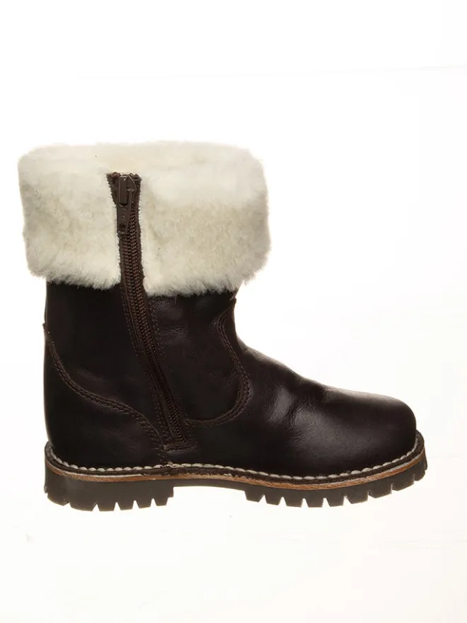 Leder-Winterstiefel in Braun>POM POM Sale