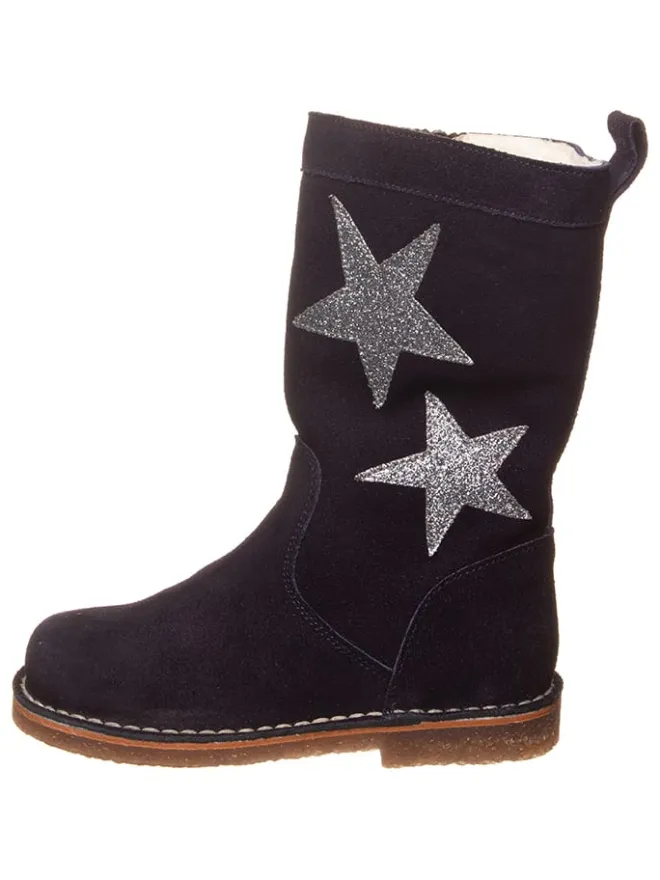 Leder-Winterstiefel in Dunkelblau>kmins Discount