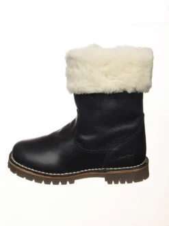 Leder-Winterstiefel in Dunkelblau>POM POM