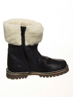 Leder-Winterstiefel in Dunkelblau>POM POM