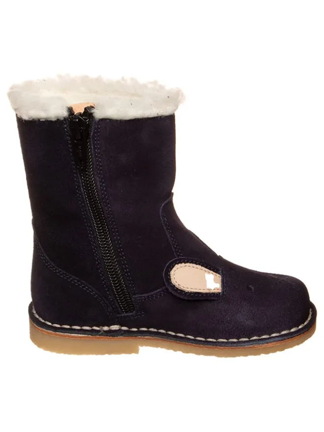 Leder-Winterstiefel in Dunkelblau>kmins Outlet
