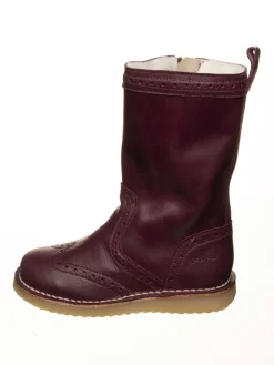Leder-Winterstiefel in Rot/ Schwarz>POM POM