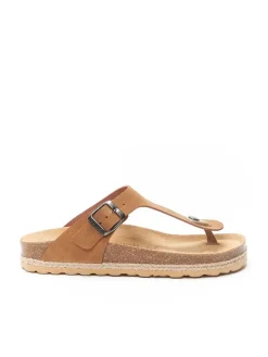 Leder-Zehentrenner "Blanca" in Hellbraun>Mandel Best