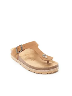 Leder-Zehentrenner "Blanca" in Hellbraun>Mandel Best