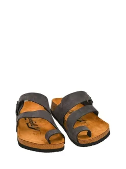 Moosefield Sandalen & Pantoletten|Sandalen·Zehensandalen^Leder-Zehentrenner in Anthrazit