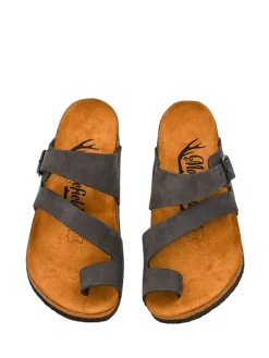 Moosefield Sandalen & Pantoletten|Sandalen·Zehensandalen^Leder-Zehentrenner in Anthrazit