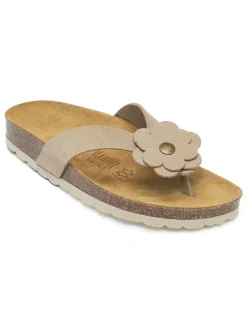 Leder-Zehentrenner in Beige>Mandel Clearance
