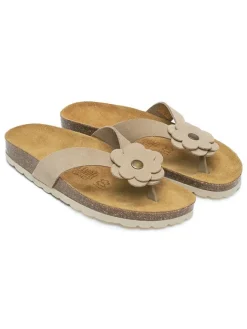 Leder-Zehentrenner in Beige>Mandel Clearance