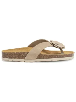 Leder-Zehentrenner in Beige><noscript><img width=