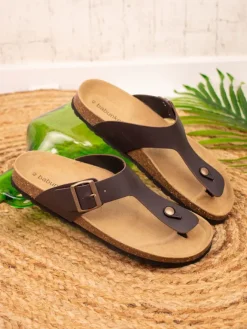 Leder-Zehentrenner in Braun><noscript><img width=