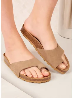 Leder-Zehentrenner in Braun><noscript><img width=