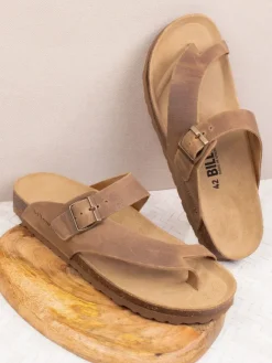Leder-Zehentrenner in Braun><noscript><img width=