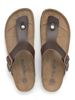 SABOKETS Sandalen & Pantoletten^Leder-Zehentrenner in Braun
