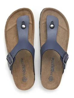 SABOKETS Sandalen & Pantoletten^Leder-Zehentrenner in Dunkelblau