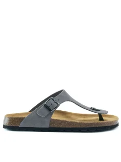 Leder-Zehentrenner in Grau>Mandel Outlet