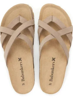 BABUNKERS Family Sandalen^Leder-Zehentrenner in Hellbraun
