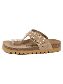 billowy Sandalen^Leder-Zehentrenner in Hellbraun