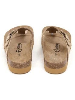 billowy Sandalen^Leder-Zehentrenner in Hellbraun