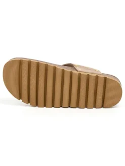 billowy Sandalen^Leder-Zehentrenner in Hellbraun