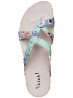 Leder-Zehentrenner in Hellblau/ Bunt><noscript><img width=