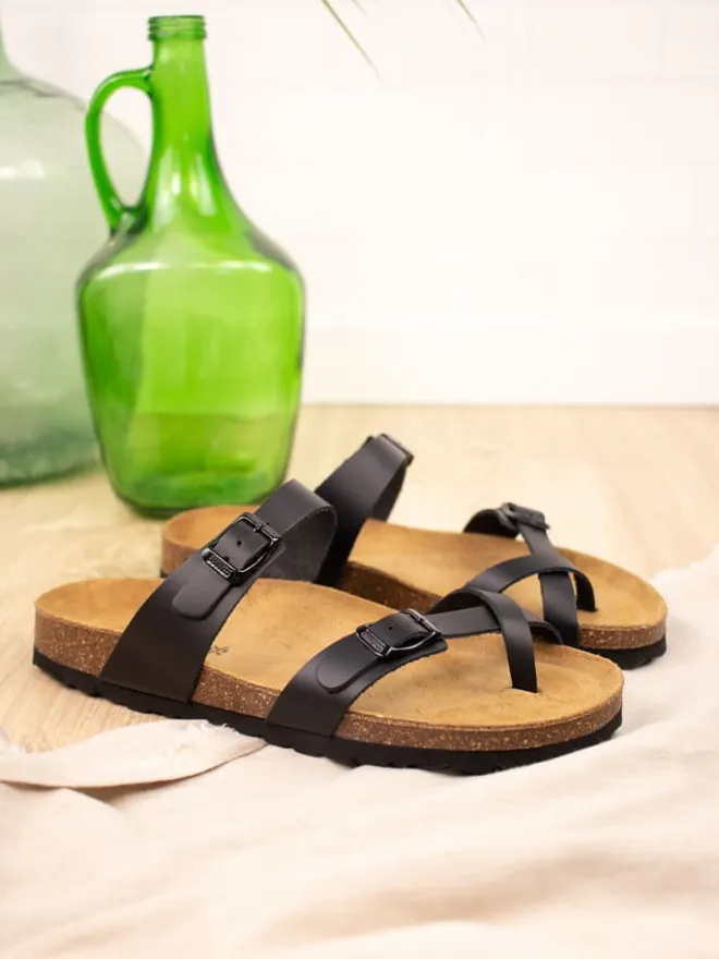 Leder-Zehentrenner in Schwarz>BABUNKERS Family Clearance