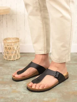 BABUNKERS Family Sandalen & Pantoletten^Leder-Zehentrenner in Schwarz