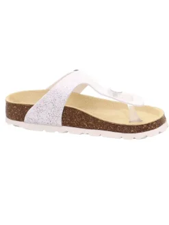 superfit Sandalen·Zehensandalen^Leder-Zehentrenner in Weiß/ Silber