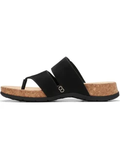 Clarks Sandalen^Leder-Zehentrenner "Reileigh Park" in Schwarz