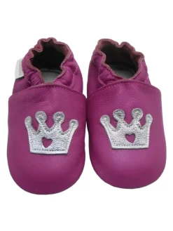 Bemesu Krabbelschuhe^Lila Baby-Leder-Laufschuhe, komfortabel mit rutschfester Sohle - Kronenmuster