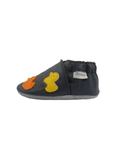 Bemesu Krabbelschuhe^Nachtblaue Baby-Leder-Laufschuhe, mit rutschfester Sohle - Entenmuster