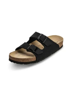 Nubukleder Pantoletten in nero>VITAFORM Discount