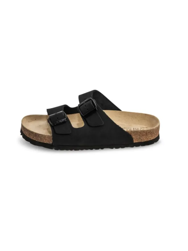 Nubukleder Pantoletten in nero>VITAFORM Discount