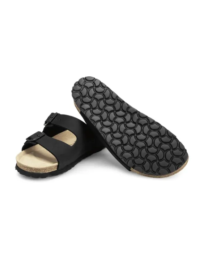 Nubukleder Pantoletten in nero>VITAFORM Discount