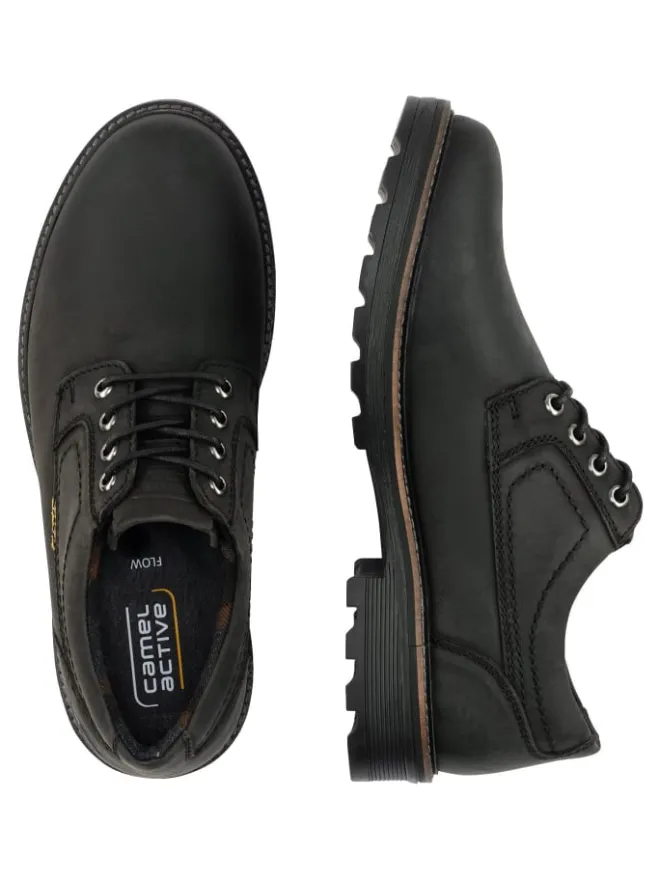 Camel Active Schnürschuhe^Oxford Schnürschuhe aus echtem Leder in Schwarz