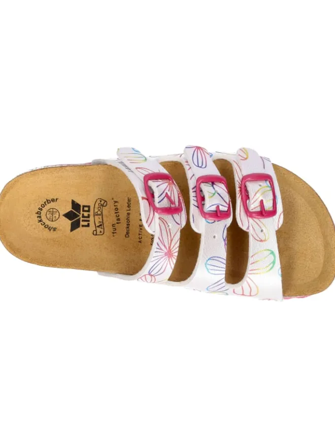 Pantolette "Bioline Flower Kids" in Weiß>Lico Clearance