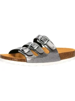 Lico Clogs & Pantoletten·Pantoletten^Pantolette "Bioline Kids Glitter" in Silberfarben