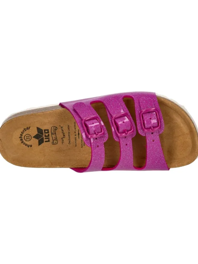 Lico Clogs & Pantoletten·Pantoletten^Pantolette "Bioline Kids Glitter" in Rosa