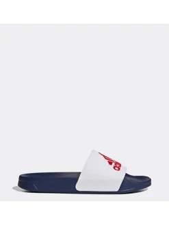 Pantoletten "Adilette" in Weiß/ Rot/ Dunkelblau>adidas Outlet