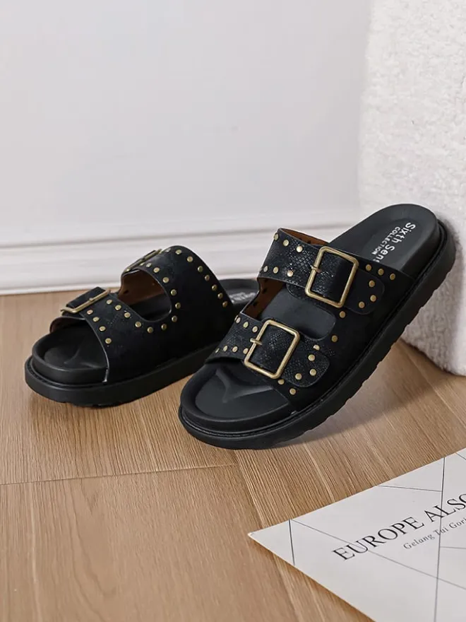 Pantoletten in Schwarz>Sixth Sens Clearance