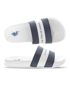 U.S. Polo Assn. Hausschuhe|Sandalen & Pantoletten^Pantoletten in Weiß/ Dunkelblau