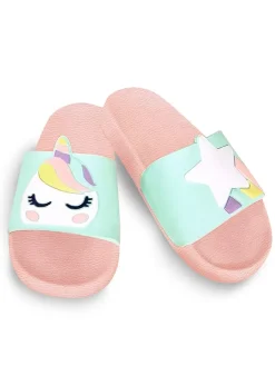 Denokids Clogs & Pantoletten·Pantoletten^Pantoletten "Unicorn" in Rosa/ Türkis
