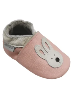 Rosa Baby-Leder-Laufschuhe, komfortabel mit rutschfester Sohle - mit Hasenmotiv>Bemesu Discount