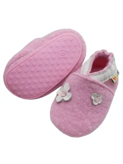 Yalion Krabbelschuhe^Rosa Woll-Krabbelschuhe “Little Flower”