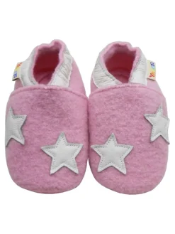 Yalion Krabbelschuhe^Rosa Woll-Krabbelschuhe “”Sterne“