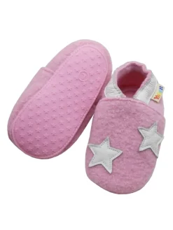 Yalion Krabbelschuhe^Rosa Woll-Krabbelschuhe “”Sterne“